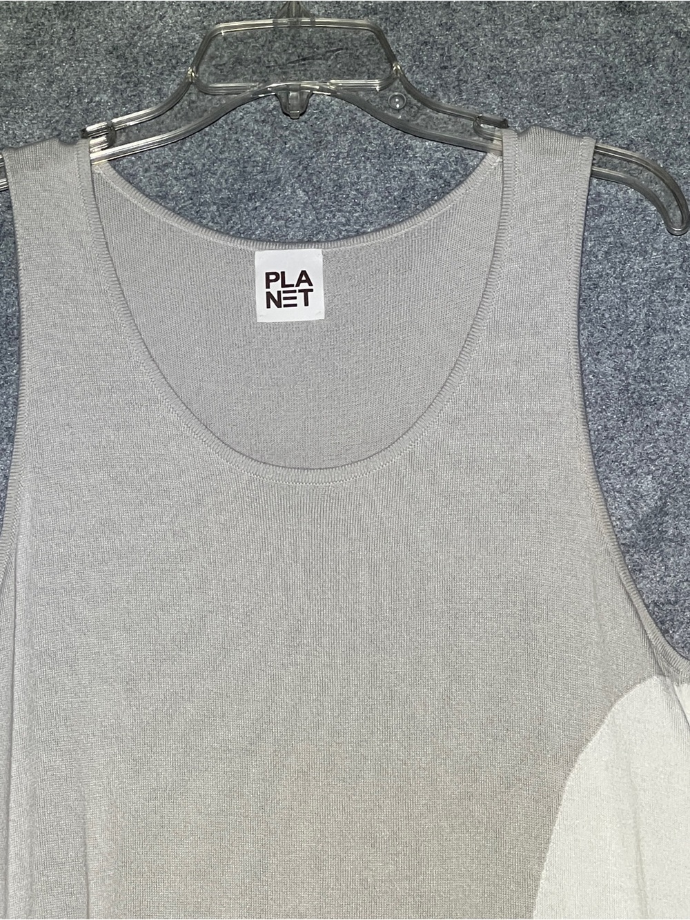 PLANET BY LAUREN G Grey Cream Pima Cotton Modal Sleeveless Tank Dress OS - Picture 4 of 10